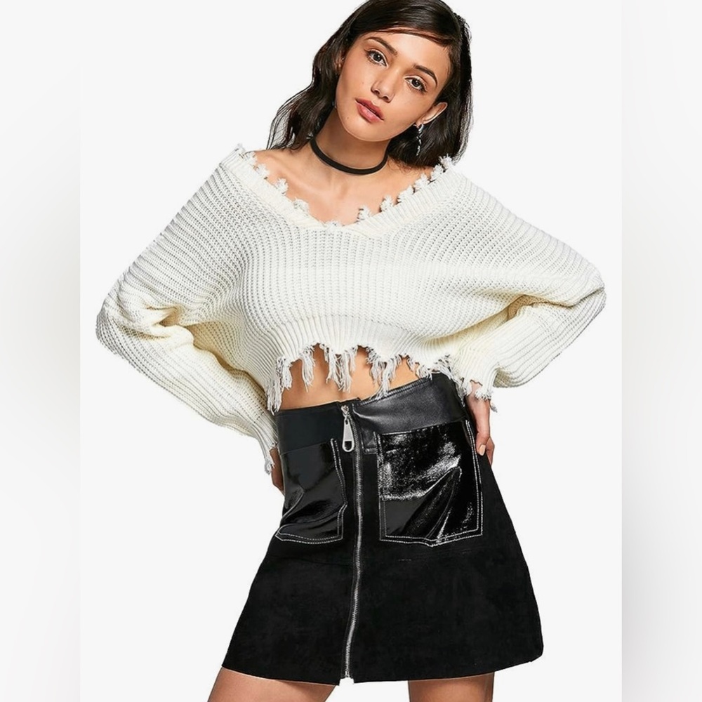 Zaful Loose Ripped Pullover Sweater